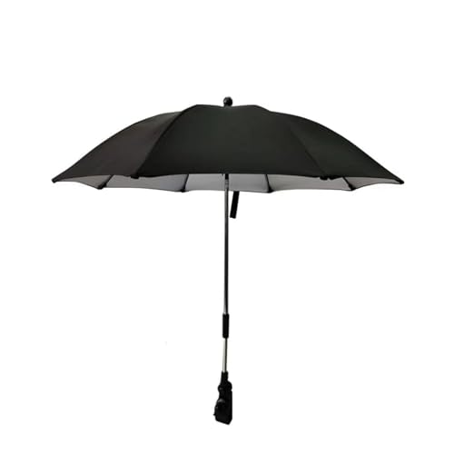 FINEVERNEK Sombrilla Carrito Bebe, Sombrilla para Cochecito de Bebé, Sombrilla Carrito Bebe Universal Anti UV con Abrazadera Ajustable, Sombrilla Carro Bebe para Cochecito, Negro