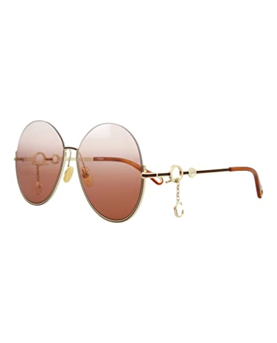 Chloé Round/Oval Sunglasses Gold Gold Orange Luxury Eyewear Made In Italy Metal Frame Designer Fashion for Everyday Luxury4