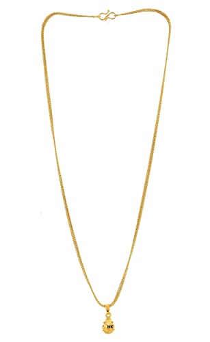 Image of Handicraft Kottage 1 gm Micro Gold plated Stylesh Modern Brass Chain Pendant locket Necklace for Men,women and kids Ganesh ganapti ganpati bappa (Style1)