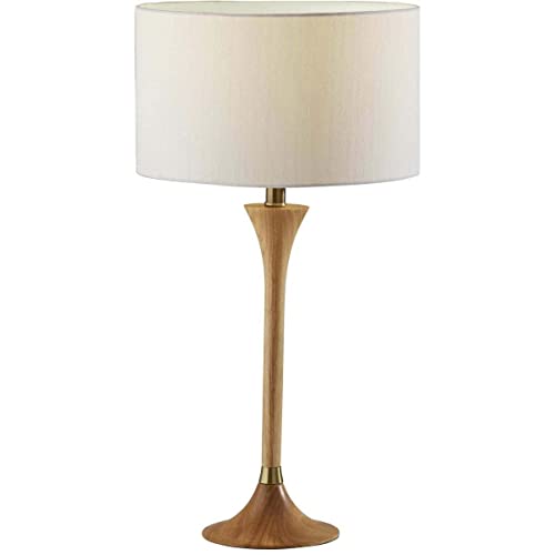 Adesso Inc. Rebecca Table Lamp Natural Rubberwood w. Antique Brass Accent