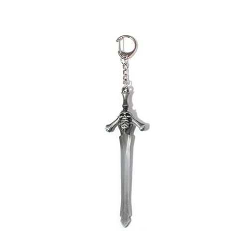 SONGCHANGJEWELRY D.M.C Demon Hunter-Inspired Sword Keychain Dark Fantasy Metal Design with Skull Hilt Gothic Anime Accessory & Fan Collectible Gift