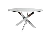 Gestell: Metall verchromt ambiato Tisch Rund 120cm oder 140cm Chrom Gestell Glasplatte Esstisch Küchentisch Bürotisch (120cm)