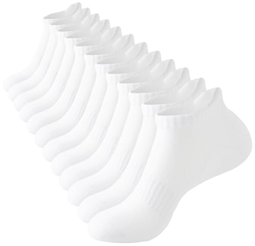 Mens White Ankle Socks Cotton Running Athletic Low Cut No Show Socks Size 9-12 for Women