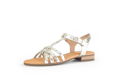Gabor Floral 42.794 Champagne pale gold strappy leather T bar sandals (Champagne, UK Footwear Size System, Adult, Women, Numeric, Medium, 5)