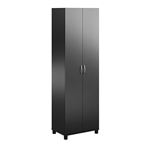 Pemberly Row Engineered Wood Transitional 24" Utility Storage Cabinet In Black #TOP7