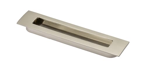 GTV Poignée de Meuble Encastrable E6, Design Affleurant pour Portes Coulissantes et Tiroirs, Entraxe 128 mm, Longueur 155 mm, Matériau Zamak, Finition Acier...