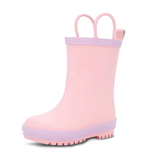 Baby Toddler Kids Natural Rubber Rain Boots Easy-on with Soft