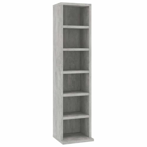 vidaXL Armoire à CD Étagère de stockage Meuble de rangement Bois d'ingénierie Gris Béton 21x20x88 cm