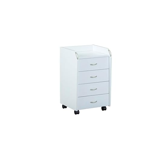 Kommode mit Rollen, 4 Schubladen, 40 x 36 x 65 cm, Büromöbel, weiß 5 Kommode mit Rollen, 4 Schubladen, 40 x 36 x 65 cm, Büromöbel, weiß