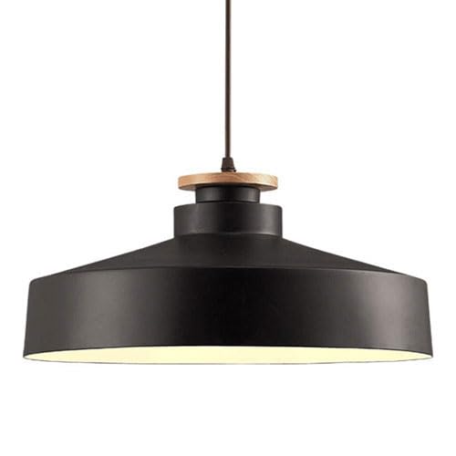 Lustre E27 en métal noir avec suspension à une tête pour décoration de plafonnier de balcon