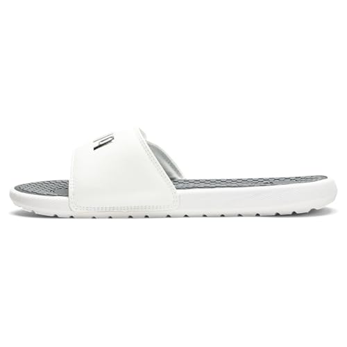 PUMA PUMA Women's COOL CAT ALTERNATIVE CLOSURE HOOK AND LOOP Slide Sandals, Puma White-High Rise-Puma Silver, 11