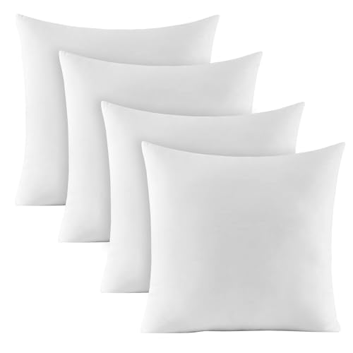EASY SPEED Relleno de Cojín 45 x 45 cm (4 Unidades), Mullido, Antialérgico e Indeformable, Almohadas de Sofá para Sofá, Oficina y Coche, （Blanco）