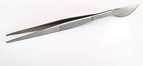 Straight Tweezers with Steel Spatula mm. 210