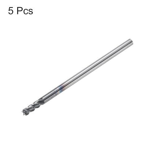 Image of HARFINGTON 5pcs Carbide Square Nose End Mill Bit 5 /64 inch Cut Dia 4 Flutes TiAlN Coated Milling Cutter for Hardened Steel Metal (5 /64 inch Shank 3 /16 inch Cut Length 1-1 /2 inch Long 45 Degree HRC53-55)