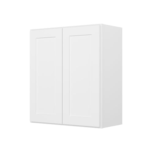 Image of Furinno Shaker Wall Kitchen Cabinet 2-Doors 2-Shelves, Ready to Assemble, 12 D x 27 W x 30 H, White