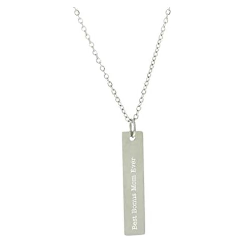 Gift Jewelry By Rachel Olevia Step-Mom Gifts for Women Best Step-Mom Ever Silver-Tone Bar Charm Necklace Cover