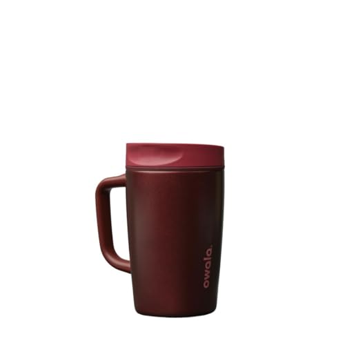 Image of Owala SmoothSip Slider Stainless Steel Insulated Travel Mug with handle, 100% Leak Proof, For Hot and Cold Drinks, Travel Friendly with Sliding Lock Lid, 12oz, BPA Free, Leak Proof, Black Cherry