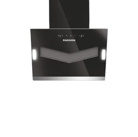 PADMINI hypervent 60 Electric Chimney For Kitchen with Suction power 1450 M3/H with Thermal Auto Clean | Touch Button | Power 230 W | Size 600 mm | Lamp:2x1.5 W| Black Finish | 1 Year Warranty