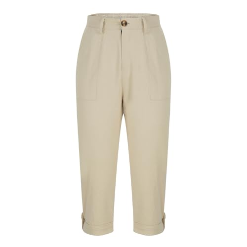 Capri Pants for Women High Waisted Straight Leg Cropped Pants Summer Casual Cargo Capris with Pockets4