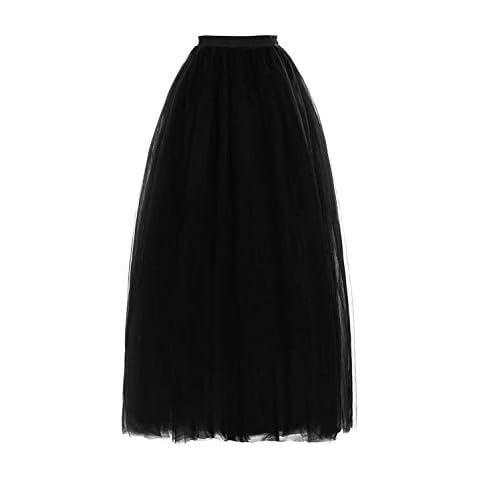 BABYONLINE D.R.E.S.S. Long Petticoat for Women Floor Length Black Tulle Underskirt,Black One Size Cover