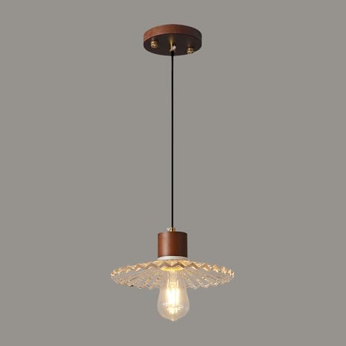 Luminaire de salle à manger vintage en bois de noyer chic