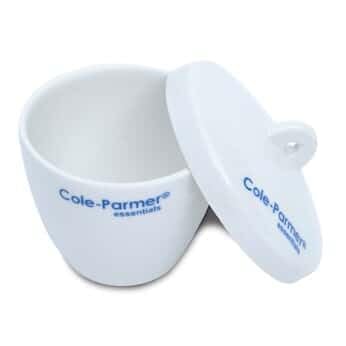 Cole-Parmer Tall-Form Crucible with Cover, Porcelain, 50 mL, 6/pk
