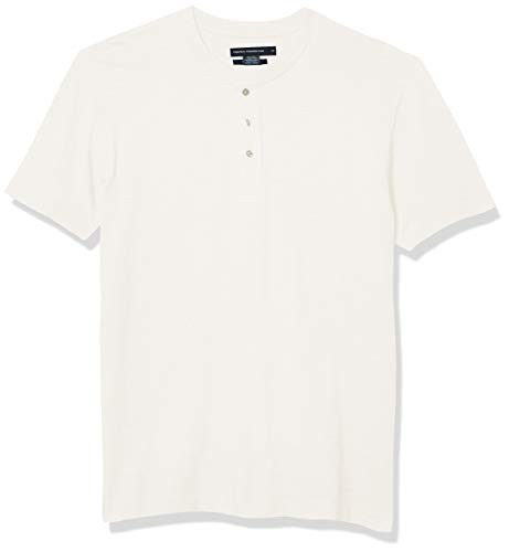 French Connection Men's Short Sleeve Henley, Milk, M