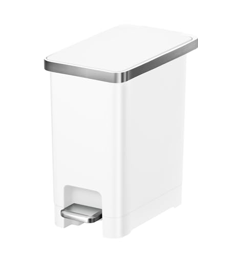 Image of Obsessions EKO 10L Plastic Step Bin with Pedal, Waste Storage Trash Can, White