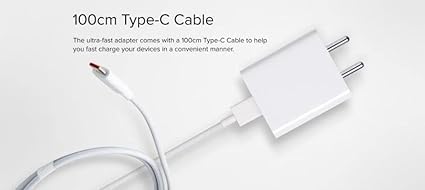 Image of Original 33W SonicCharge 2.0 USB Charger|Wall Charger Adapter with USB to Type-C Cable for MI 10T Pro /Note 9 /9 Power / 9 Prime /Note 10 (Adapter + USB to Type C Cable) (BB100)