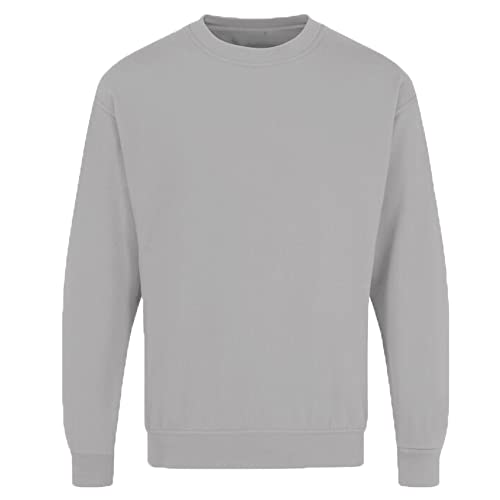 G5 APPAREL Unisex Plain Crew Neck Casual Set-in Sweatshirt Winter Warm Drop Shoulder Top (as8, alpha, m, regular, regular, Heather Grey, M)