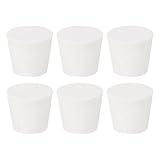 uxcell 6Pcs Solid Rubber Stoppers, White 6# Tapered Lab Plugs Lab Seal Tube Stopper Plug for Industry and Laboratories, 33x25x28mm