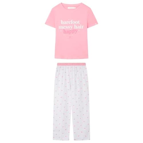 Women'secret Pijama Capri 100% algodón Rosa La Vecina Rubia Juego, M para Mujer