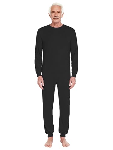 TTAO Special Needs Adaptive Clothing for Adult Elderly Long Sleeve Zip Back Jumpsuit Anti-Strip Romper Full Bodysuit Black XXL