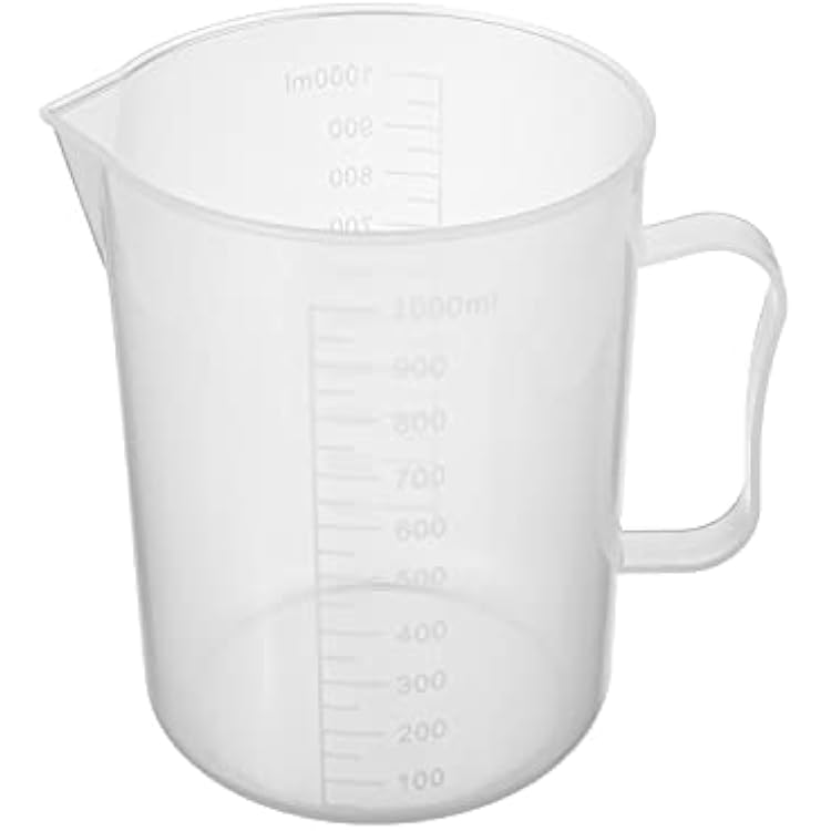 Othmro Measuring Cup 1000ml PP Plastic Graduated Beaker Transparent For Lab Kitchen Liquids 2pcs