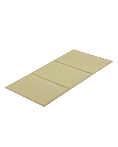 FULI Colchón japonés Tatami, tapete Igusa (100% hierba japonesa) se pliega en tres, fabricado en Japón (natural, individual XL)