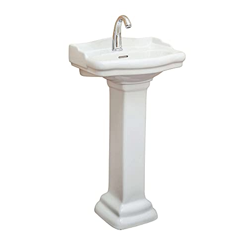 Fine Fixtures Roosevelt Bathroom Pedestal Sink &ndash; 18-Inch Small Pedestal Sink, Durable Vitreous...