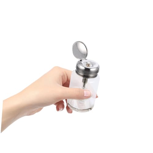 PRETYZOOM Botella Dosificadora de Vidrio con Bomba Pulsadora Transparente para Removedor de Esmalte de Uñas Recargable Compacta y Antigoteo para Uso Doméstico y Viaje