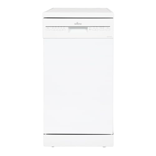 Willow WDW1045W 45cm Freestanding Slimline Dishwasher with Half Load Function, 10 Place Settings, Delay Start, Child Lock - White Willow WDW1045W 45cm Freestanding Slimline Dishwasher with Half Load Function, 10 Place Settings, Delay Start, Child Lock - White
