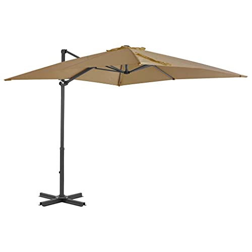 Parasol en porte-à-faux carré pour ombrager la terrasse de jardin CLSDRZC taupe