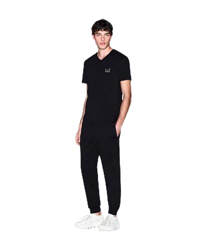 T-shirt Armani Exchange premium en coton noir et logo doré col V