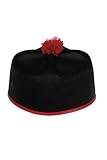 DISBACANAL Sombrero monaguillo de fieltro negro de 58 cm con ribete rojo y pompon del mismo color, para hombres adultos que participan en la San Silvestre