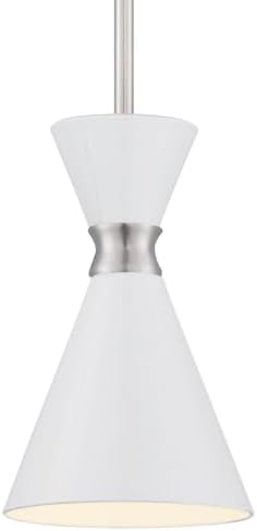 GEORGE KOVACS P1821-44F Conic Mini Pendant, 1-Light, 100 Total Watts, 9.38-in H x 5.5-in W, Glitter Gloss White