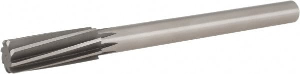 Hertel Chucking Reamer, RH Cut, HSS, 1" Diameter, 10-1/2" OAL, 2-3/4" Flute Length, Straight-Cylindrical Shank, 8 Flute, Spiral Flute