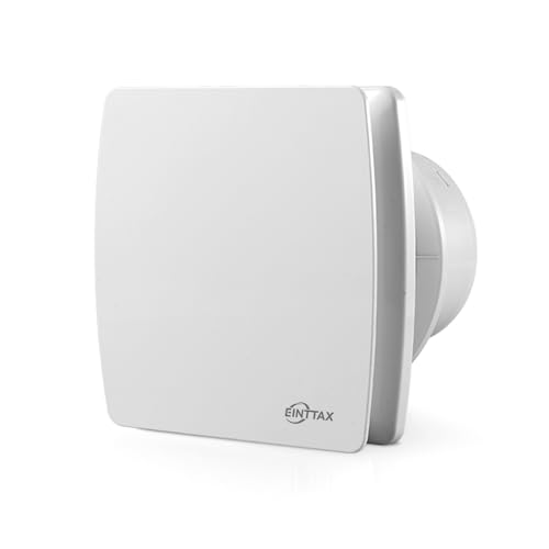 EINTTAX Ventilador extractor de baño silencioso de 100 mm, ventilador cuadrado blanco de 95 m³/h, ventilador de ventilación montado en pared/ventana para cocina, baño, inodoro, 12 W, 34 dB, IPX4