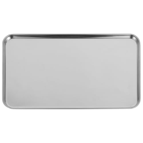 Alipis Bandeja Acero Inoxidable Rectangular 10.43X6.10X0.47In Bandeja De Almacenamiento Ligera para Servir Frutas Snacks Y Postres En Hogar Y Eventos