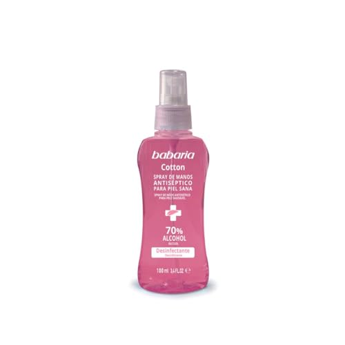 Babaria - Gel Hidroalcoholico Manos Spray Cotton - 100ml | bote pequeño gel hidroalcoholico | Spray Desinfectante, Con Algodón Y Rosa Mosqueta | Hidratante