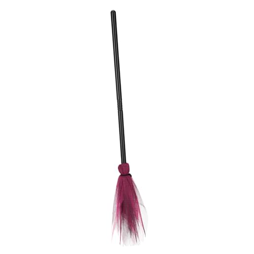 GOOHOCHY Halloween Broom Broomstick Besom Adult Witch Costume Retractable Broom Halloween Witch Brooms Wicked Witch Costume Accessories Halloween Party Decoration Miracle Broom Rosy Mesh