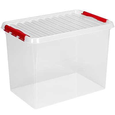 6X SUNWARE Q-Line Box - 62 Liter - 600 x 400 x 340mm - transparent/rot