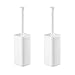 mDesign Modern Square Plastic Toilet Bowl Brush and Holder for Bathroom Storage and Organization, Compact Free-Standing Design, Covered Brush - Sturdy, Deep Cleaning, 2 Pack - White