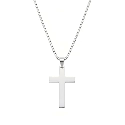 ADQZYWT Titanium Steel Men's Cross Pendant Necklace, Minimalist Design Jewelry for Daily Wear and Symbolic Gifts, 18-24 Inch Chain